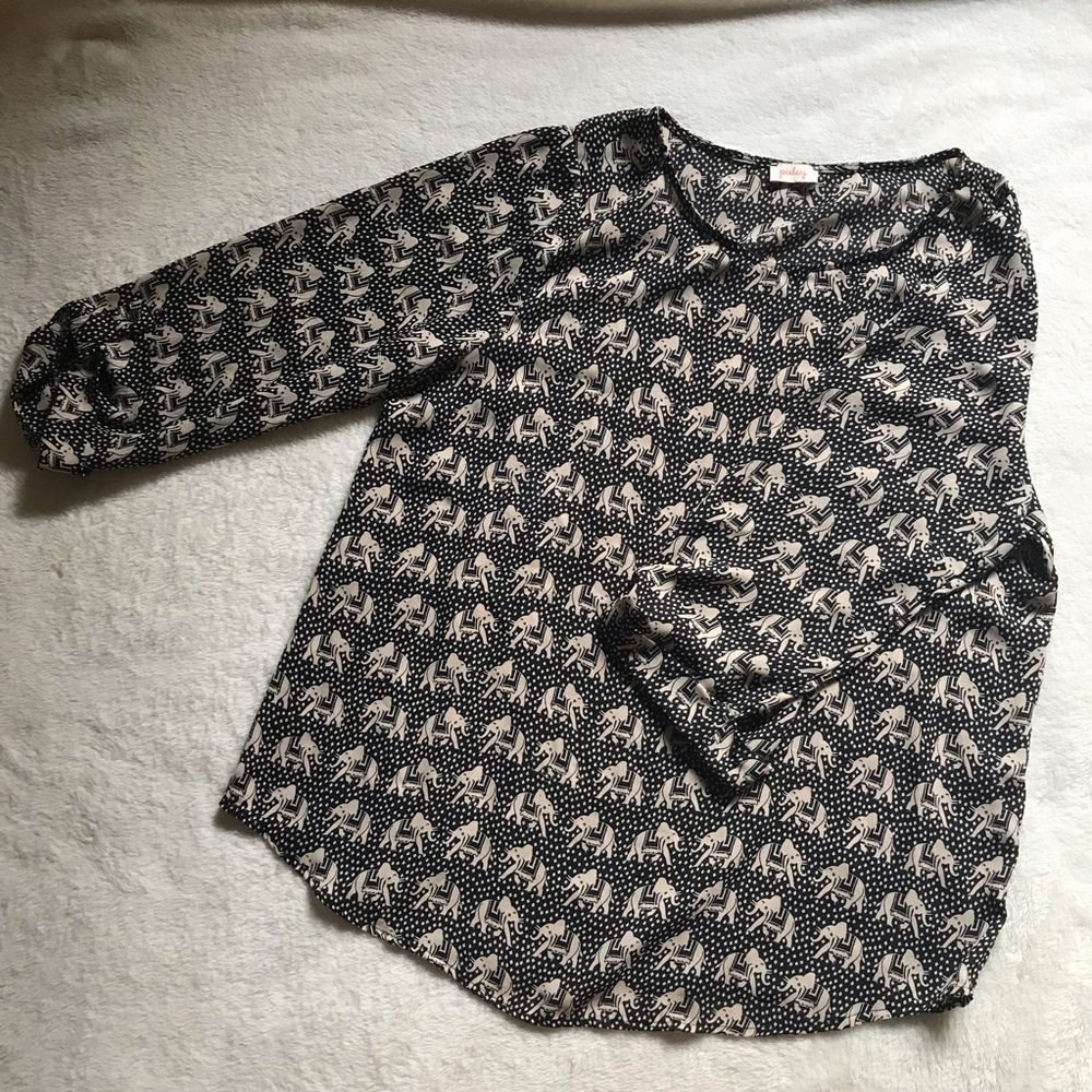 Pixley Button-Tap Sleeve Blouse